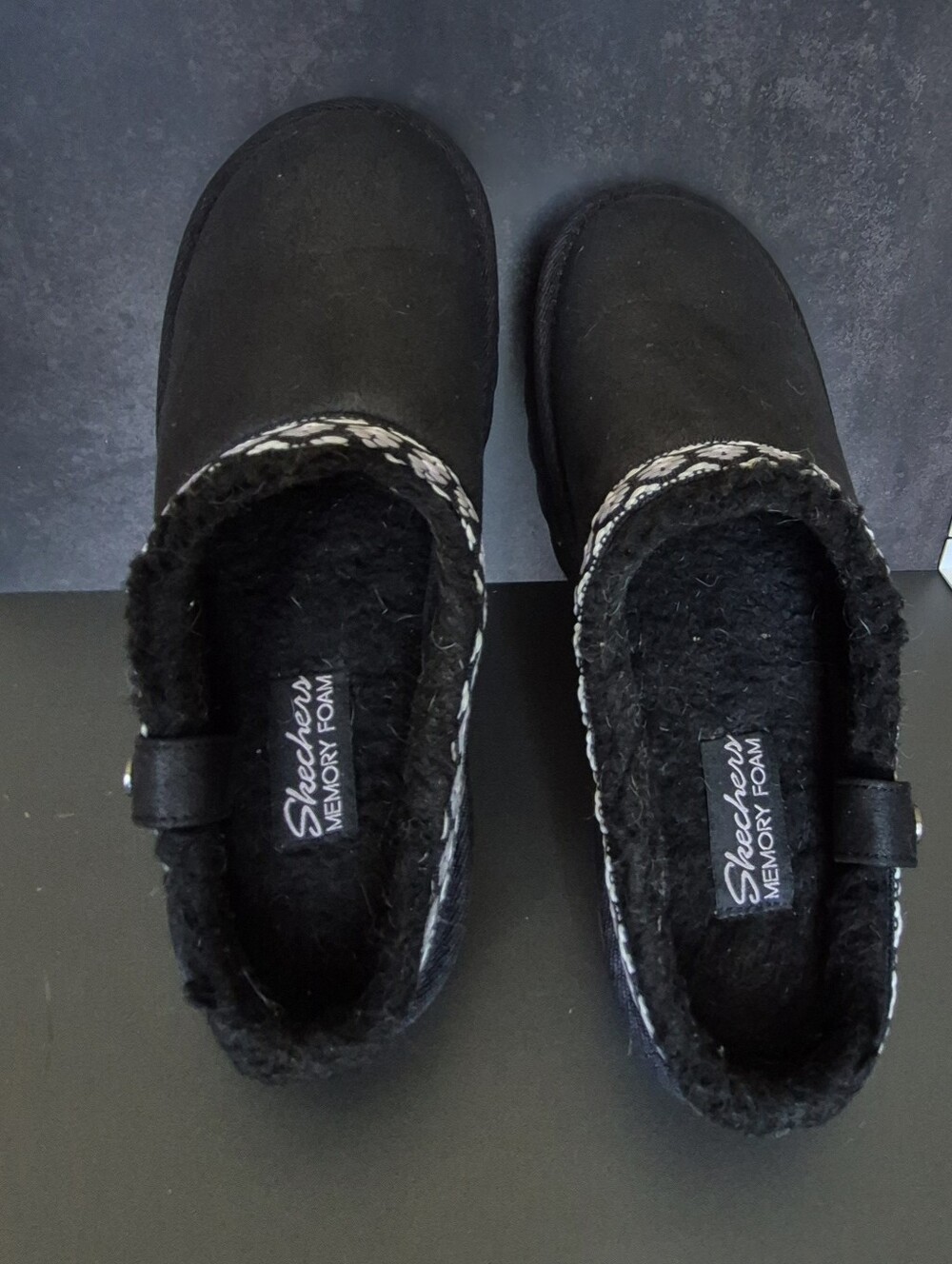 Skechers  Black Slip-On Memory Foam Slippers